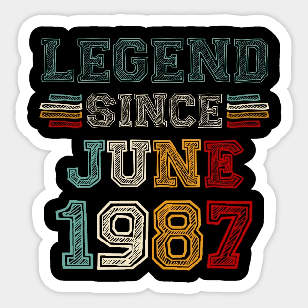 36 Years Old Legend Since June 1987 36th Birthday Sticker by louismcfarland